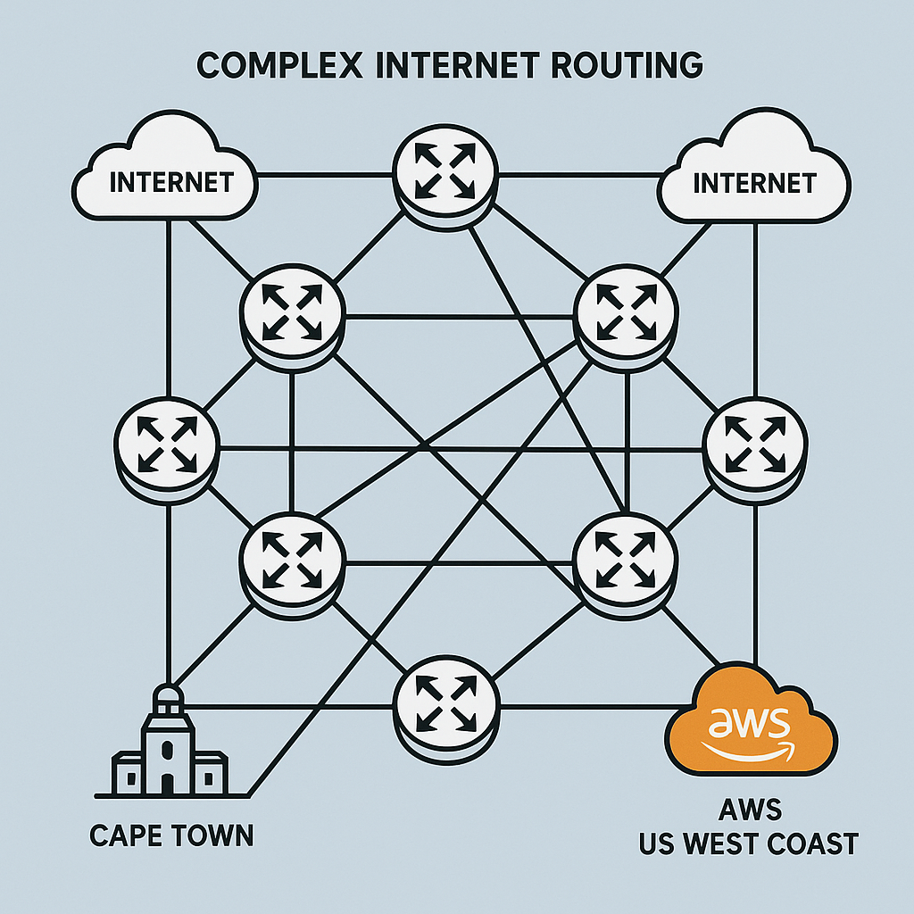 Critical AWS Connectivity Issues post 1 - Si Futures AWS connectivity issues Cape Town network monitoring topology