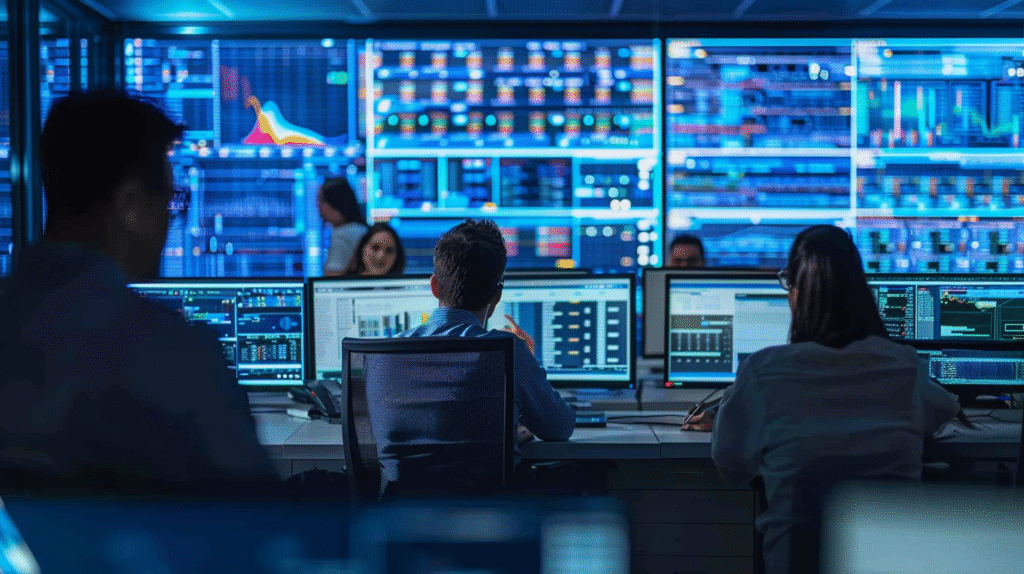 Global monitoring network visualization for strategic IT support - Si Futures Real-time monitoring dashboard analysis showing proactive IT management capabilities