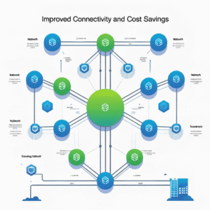 Secure hybrid WAN architecture layout with automated failover circuits