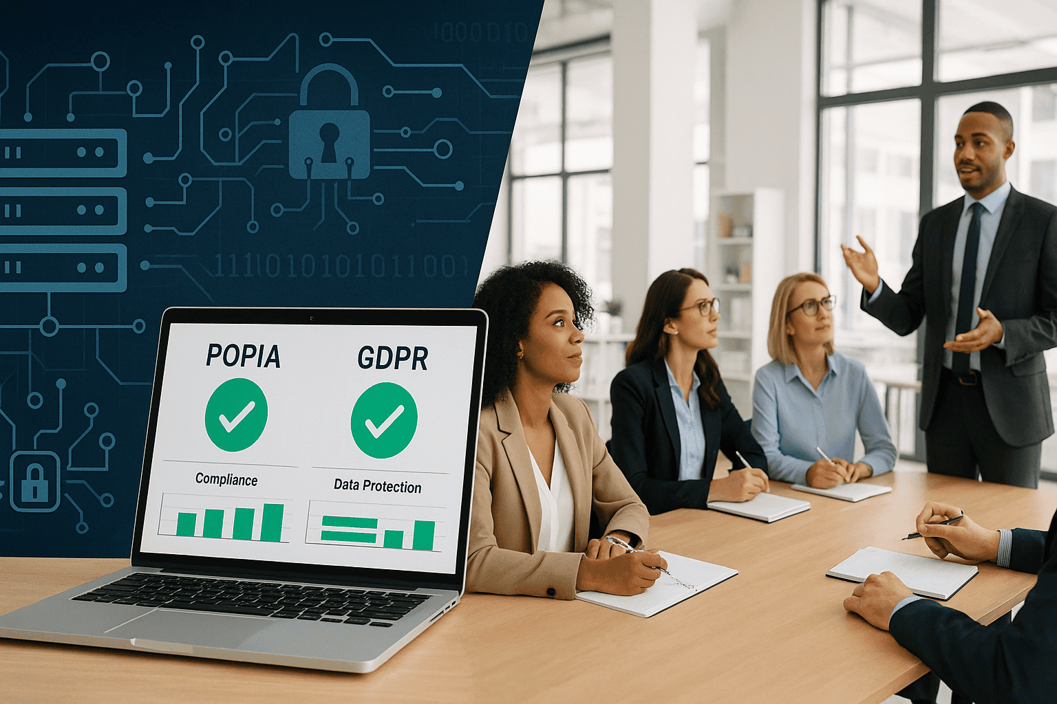 POPIA GDPR compliance implementation showing integrated security approach with employee training
