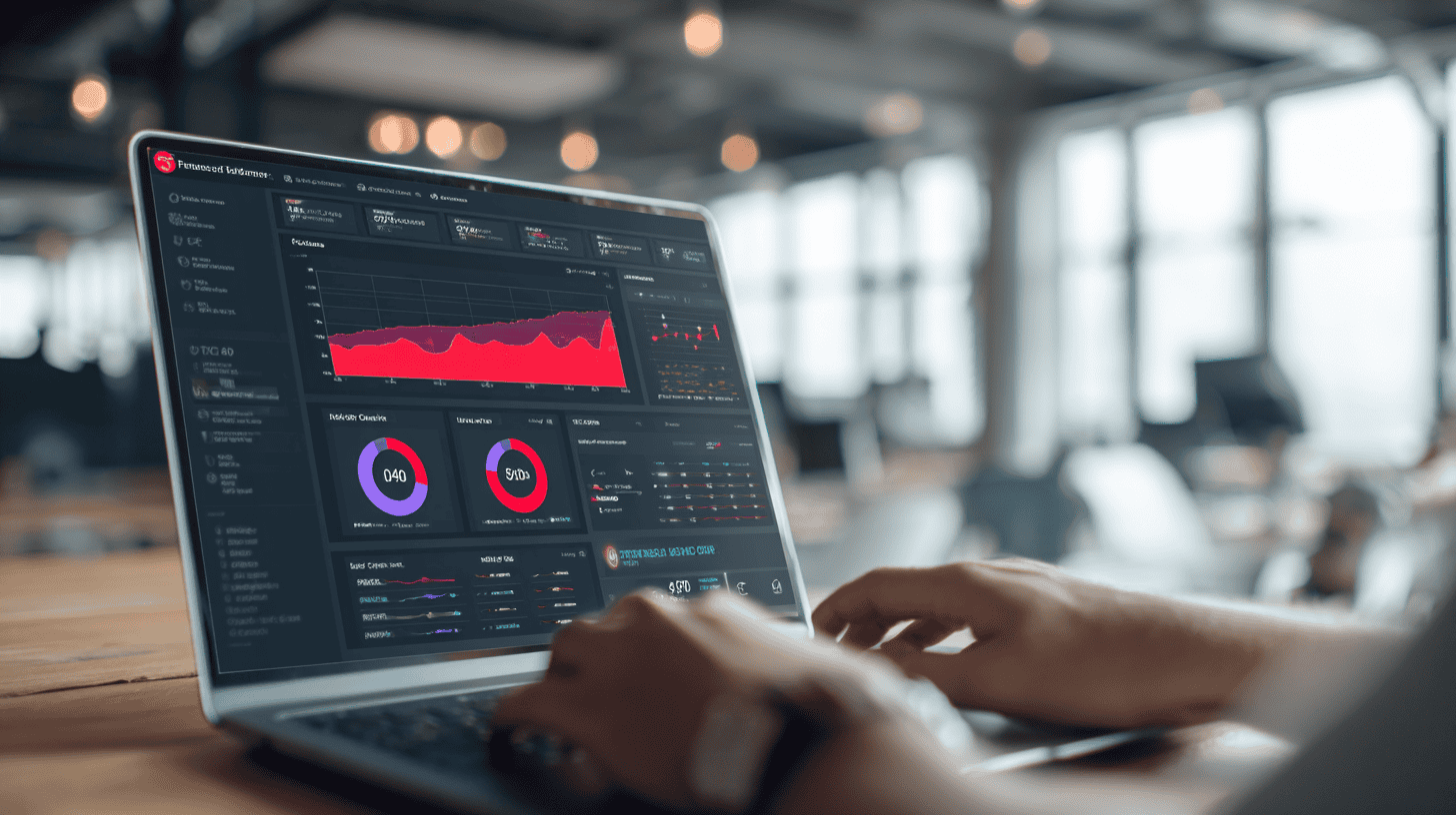 Business owner reviewing free security assessment results showing cybersecurity posture and vulnerability insights