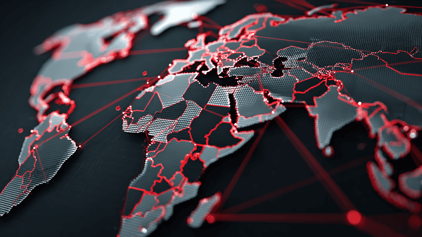 Multi-continent enterprise security network connecting Africa, Europe, and Asia-Pacific operations through managed Fortinet infrastructure